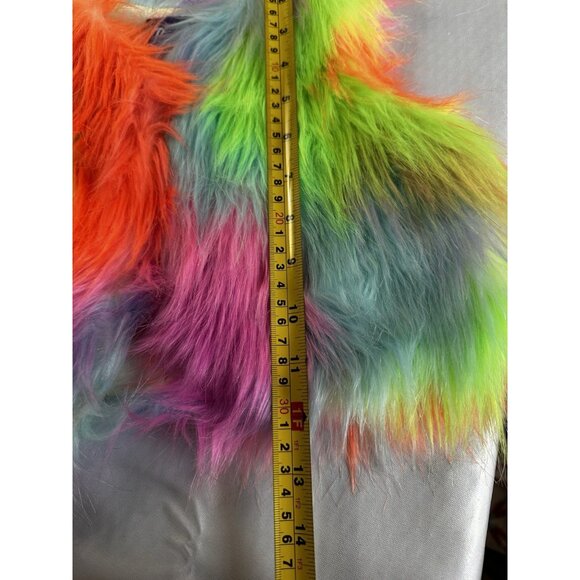 JEM and The Holograms Fluffy Furry Rainbow Youth Vest Size Small 6-6X Costume - Picture 10 of 13